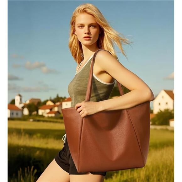 Large Tote Bag Brown-m - Picture 7 of 7